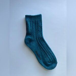 MaxMara Teal Ribbed Wool Socks